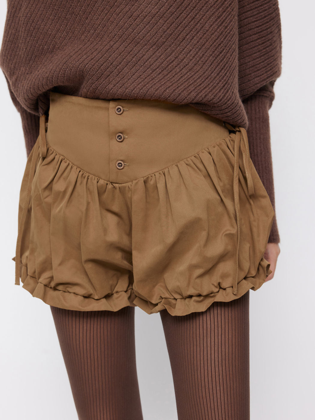 Damen modische Rüschen-Shorts mit hohen Bund und verstellbaren Kordeln Echo Archiv