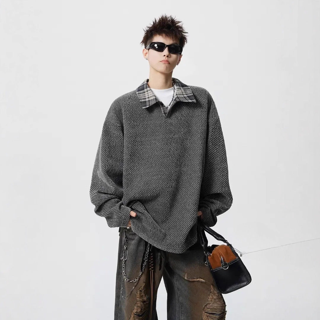 Damen Lässiger Oversize-Hemd-Pullover Echoarchiv