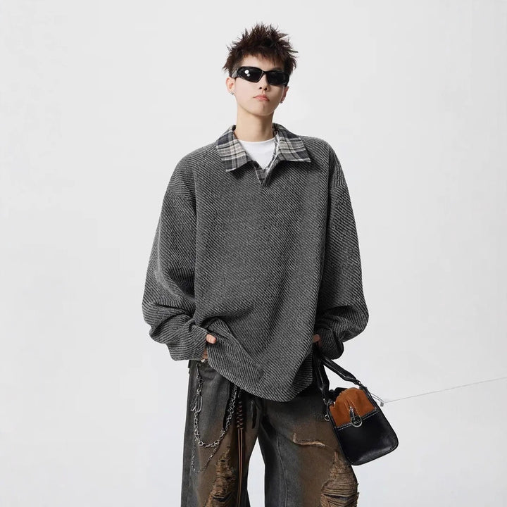 Damen Lässiger Oversize-Hemd-Pullover Echoarchiv