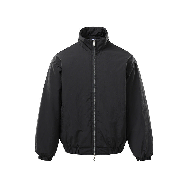 Unisex Boxy-Zipblousonjacke mit winddichter Microfaserhülle, hohem Stehkragen und Zweiwege-Reißverschluss Echoarchiv