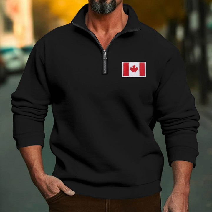 Herren Fleece-Pullover mit Halbreißverschluss und Kanada-Flagge Echoarchiv