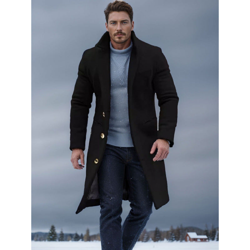Herren Eleganter Wollmantel mit strukturiertem Design Echoarchiv