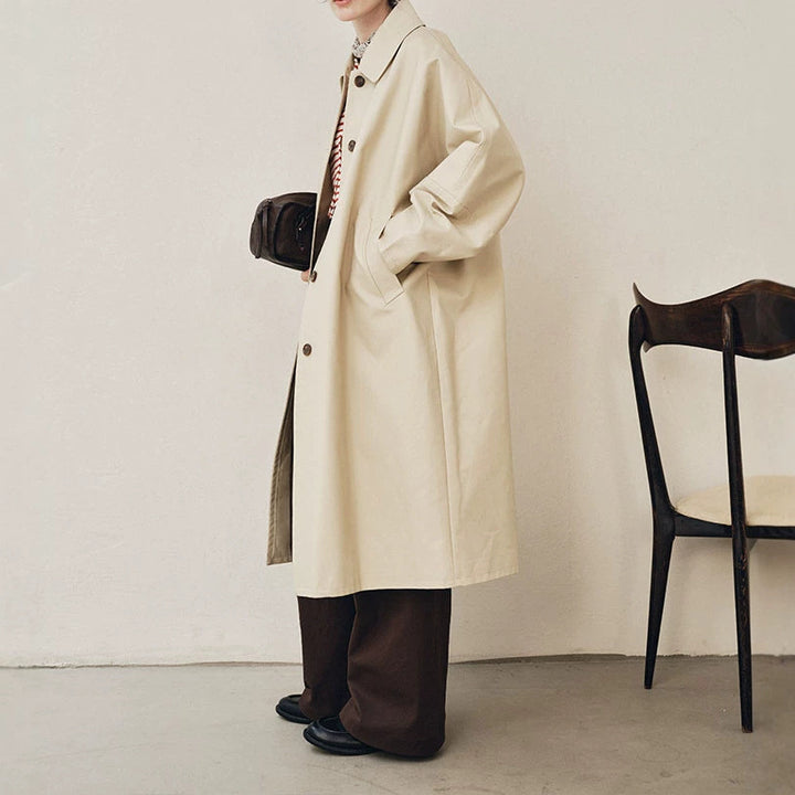 Damen Eleganter Trenchcoat mit Doppelreiher Echoarchiv