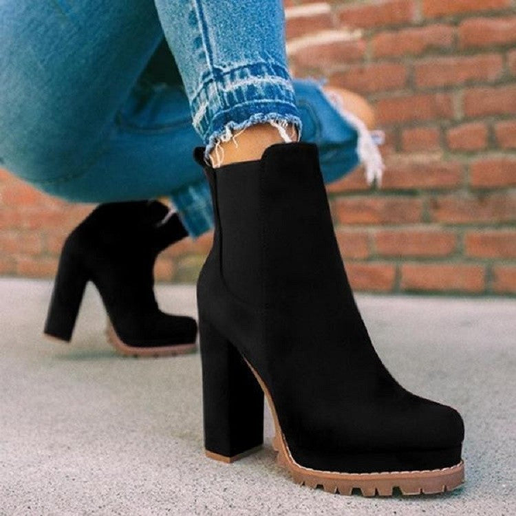 Damen nan Chelsea-Ankleboots mit Plateau, robustem Traktorprofil und Wildlederoptik Echo Archiv