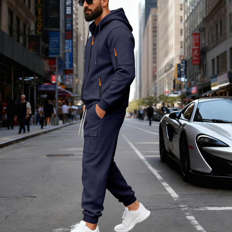 Herren stylisches Zweiteiliges Jogginganzug mit Kapuze und praktischen Taschen Echoarchiv