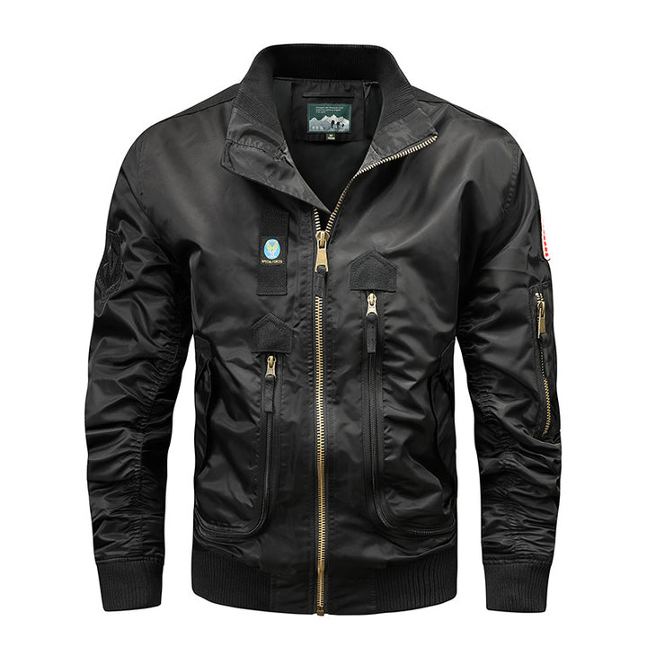 Herren Nylon-Bomberjacke im Fliegerstil mit Utility-Taschen und Ärmel-Fach Echo Archiv