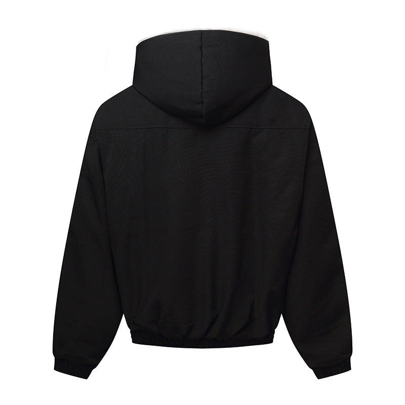 Unisex Kapuzenblouson mit wärmendem Teddyfutter, elastischem Saum und verdeckter Knopfleiste Echoarchiv
