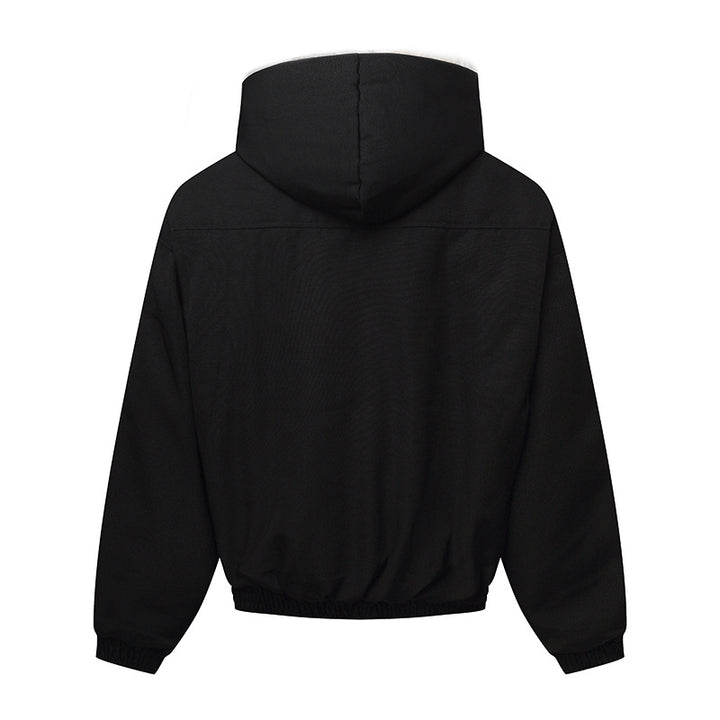 Unisex Kapuzenblouson mit wärmendem Teddyfutter, elastischem Saum und verdeckter Knopfleiste Echoarchiv