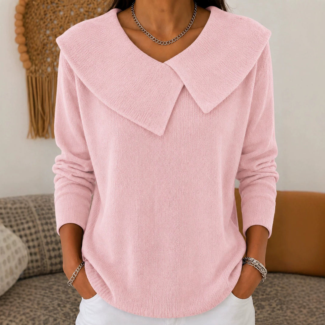Damen Grobgestrickter Strickpullover mit übergroßem Matrosenkragen – Mavelle