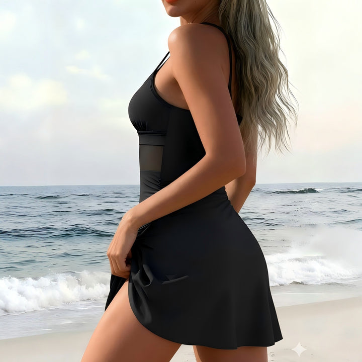 Damen Sportlicher Badeanzug mit modischem Wickelrock Echo Archiv