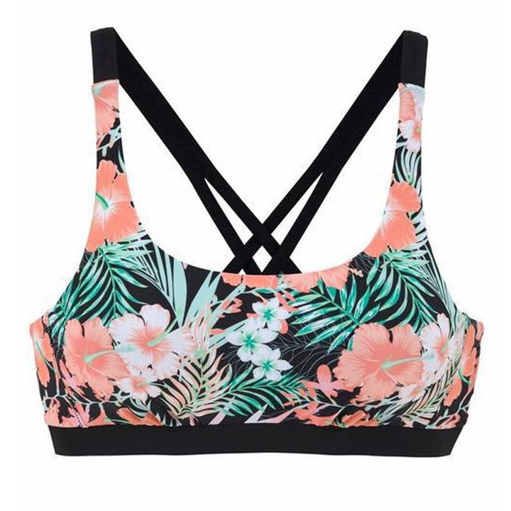 Damen Bikini-Top mit floralem Design und sportlicher Rückenausschnitt Echo Archiv