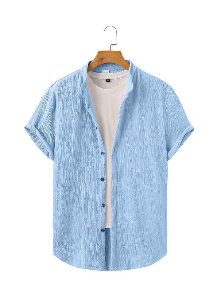 Herren nan leichtes Knitterstruktur-Überhemd mit umgeschlagenen Ärmeln entspannter Overshirt-Silhouette Echo Archiv
