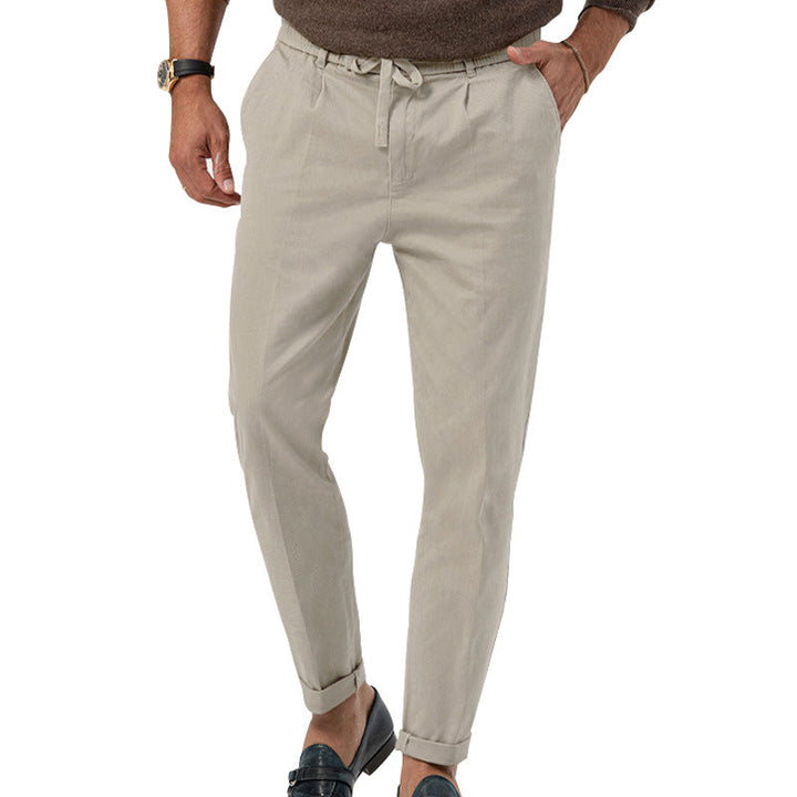 Herren Elegante Leinenhose mit elastischem Bund und praktischen Taschen Echoarchiv