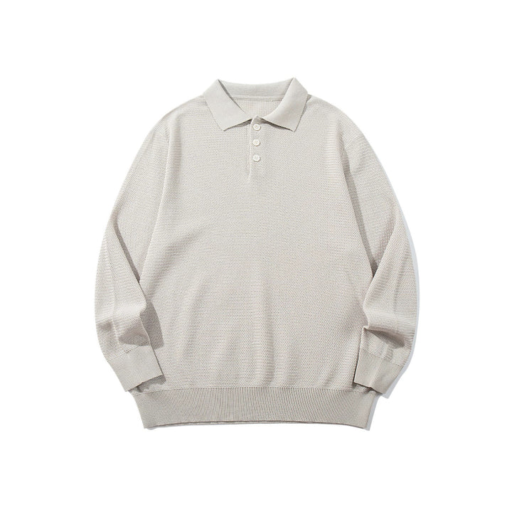 Unisex Waffelstrick-Polo im Relaxed-Fit mit dreifacher Knopfleiste und geripptem Saum Echoarchiv