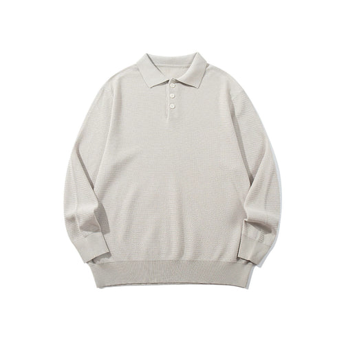 Unisex Waffelstrick-Polo im Relaxed-Fit mit dreifacher Knopfleiste und geripptem Saum Echoarchiv