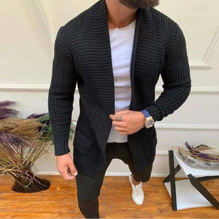 Herren Strickcardigan mit Schalkragen und strukturiertem Waffelmuster Echo Archiv