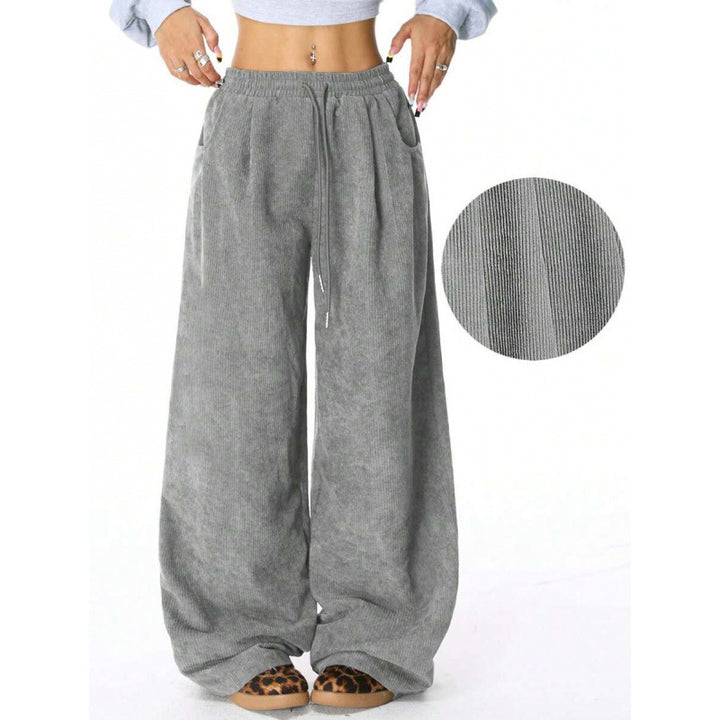Damen Weite-Hosen Hohe Taille Corduroy Lounge Pants Echoarchiv