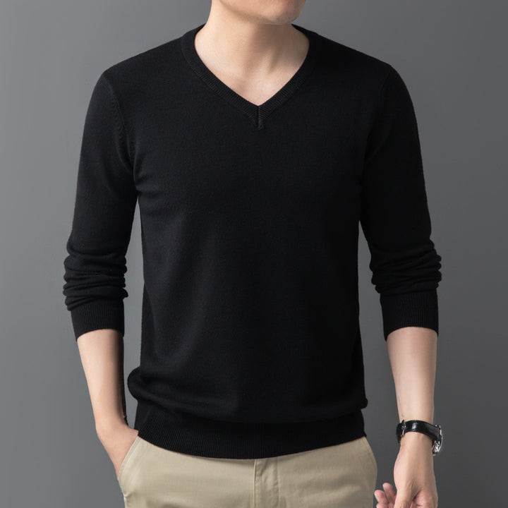 Herren Feiner V‑Ausschnitt Feinstrickpullover in schlanker Passform Echoarchiv