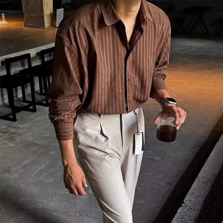 Herren Elegantes Langarmhemd mit feinen Streifen Echo Archiv