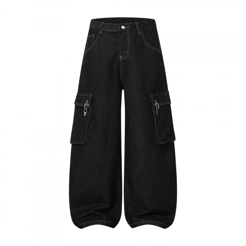 Damen Ballonförmige Cargo-Jeans mit hoher Taille, weitem Bein und aufgesetzten Klappentaschen Echo Archiv
