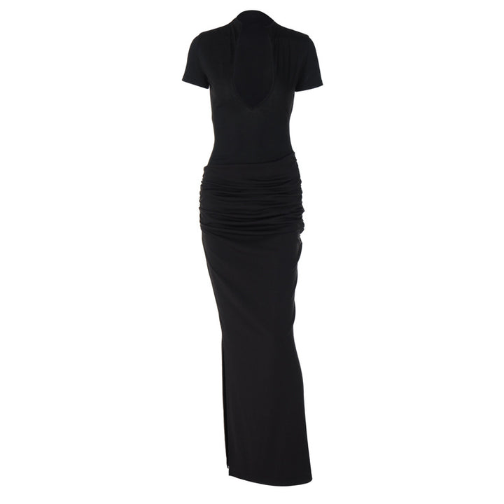 Damen Elegantes Maxikleid mit tiefem Ausschnitt und Raffungen Echo Archiv