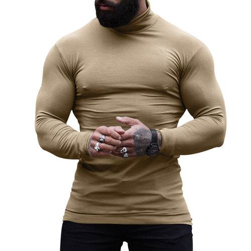 Herren langärmliges T-Shirt mit Stehkragen und figurbetonter Passform Echoarchiv