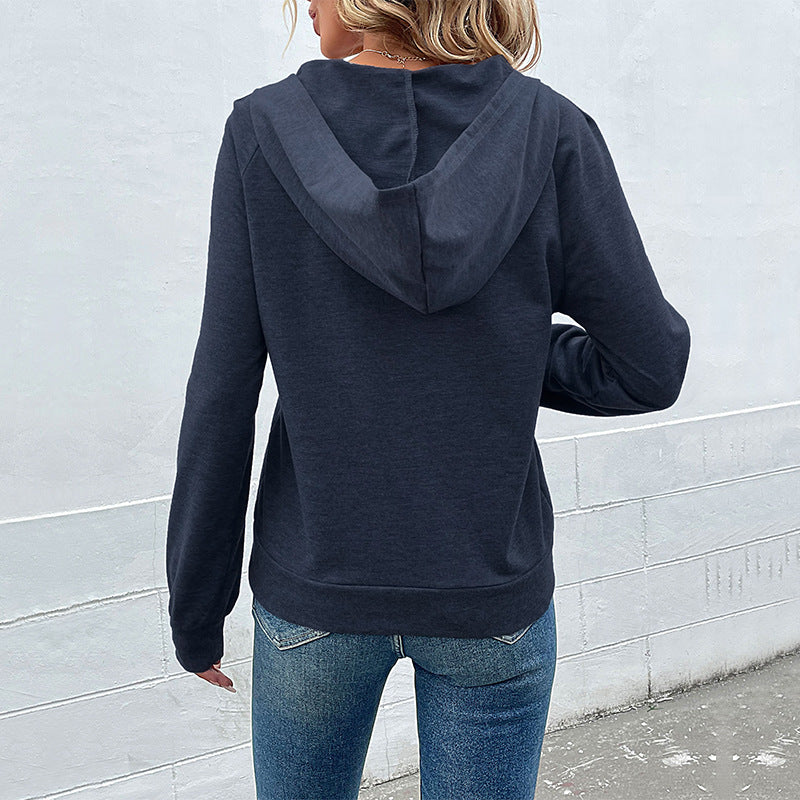Damen Kapuzenpullover mit asymmetrischer Knopfleiste und Raglanärmeln Echoarchiv