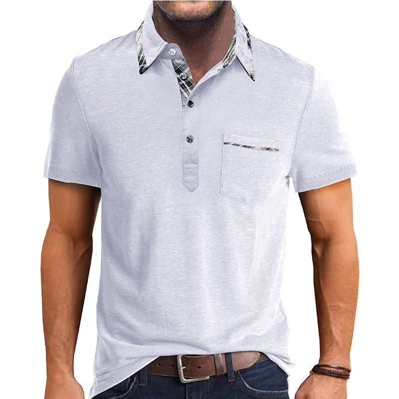 Herren Polo-Shirt mit stilvollem Karodetail und Brusttasche Echoarchiv