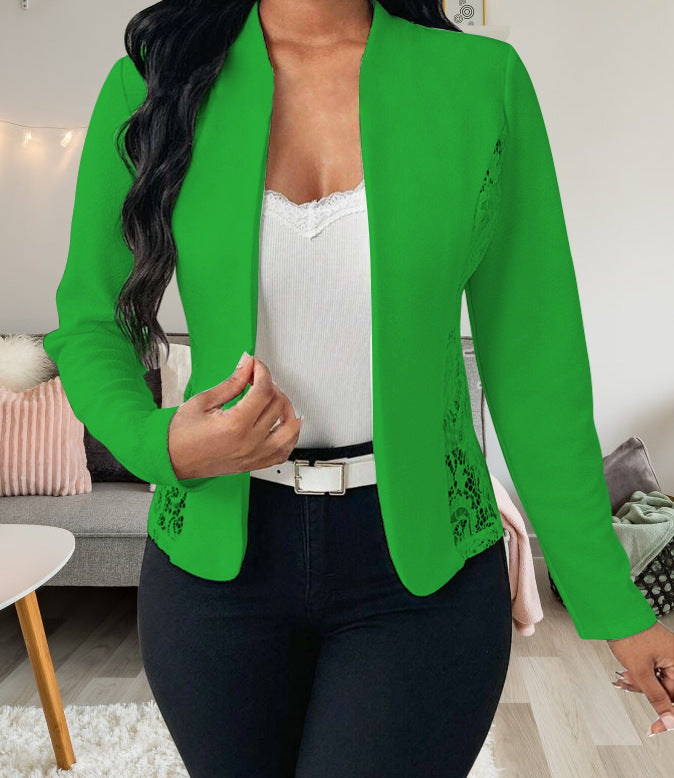 Damen elegante Blazerjacke mit Spitzenakzenten Echoarchiv