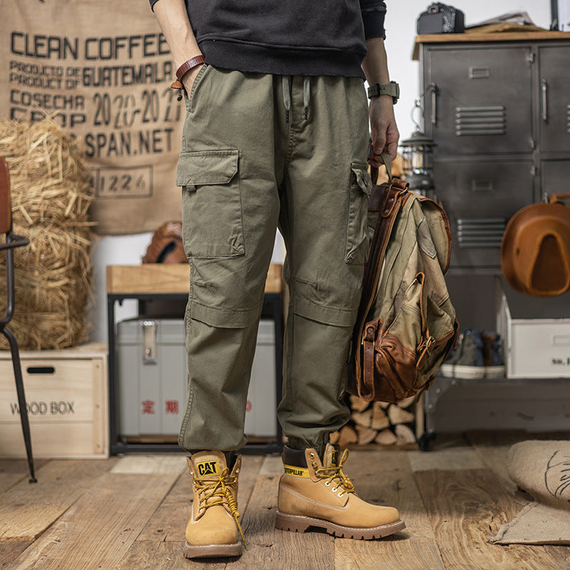 Herren Utility-Cargohose mit Kordelzug, elastischem Saum und Mehrfach-Taschen Echoarchiv
