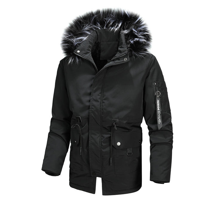 Herren Urbaner Thermo-Parka mit Kunstfellkapuze, Multifunktionstaschen und Taillenregulierung Echoarchiv