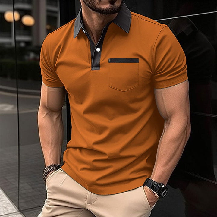 Herren modisches Kurzarm-Polohemd mit kontrastierenden Details Echoarchiv