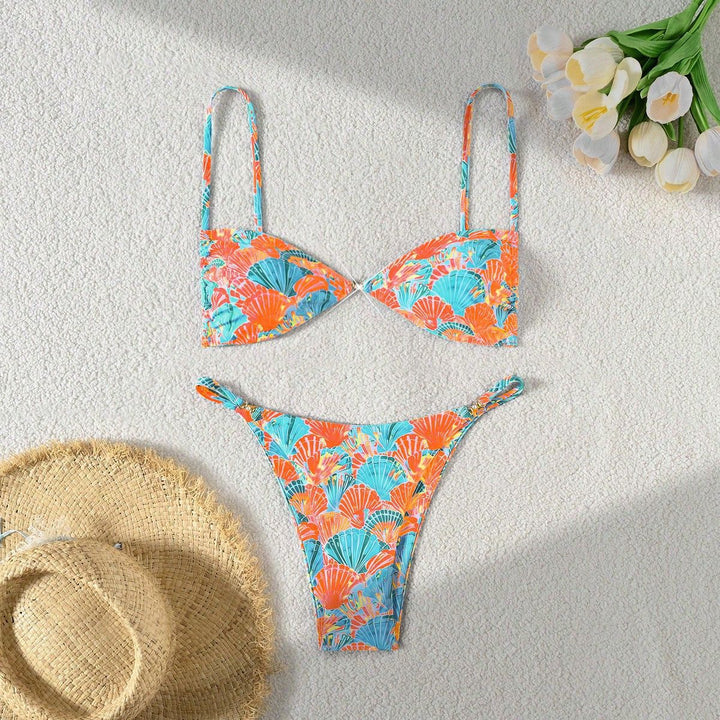 Damen Leopardenmuster Bikini-Set mit verstellbaren Trägern Echo Archiv