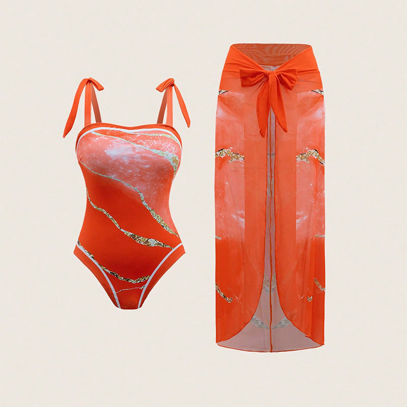 Damen Badeanzug Set mit transparentem Wickelrock Echo Archiv