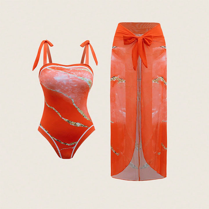 Damen Badeanzug Set mit transparentem Wickelrock Echo Archiv