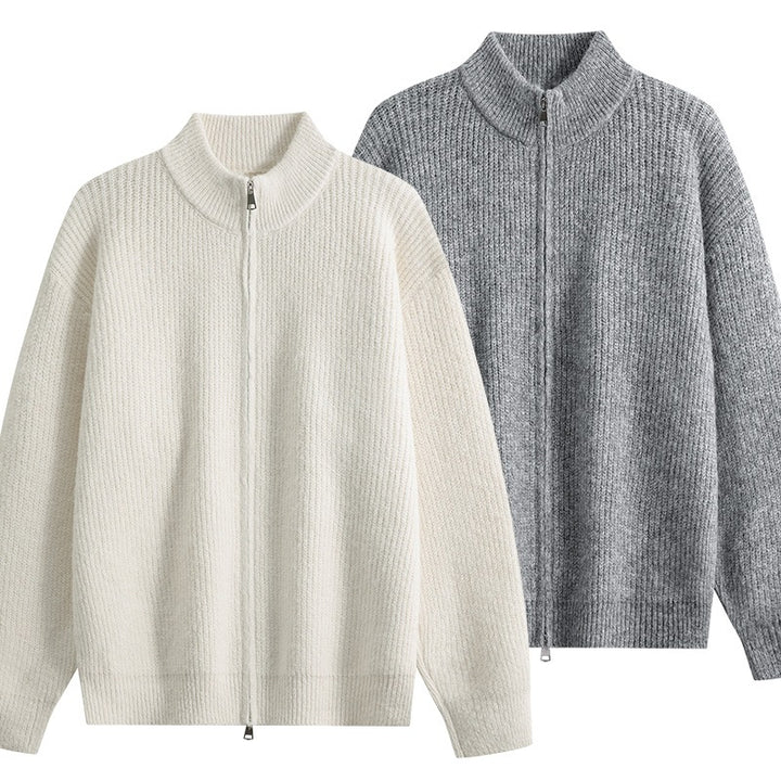 Damen Oversize-Strickjacke mit Rundhalsausschnitt, Rippsaum & Kontrastknöpfen Echoarchiv