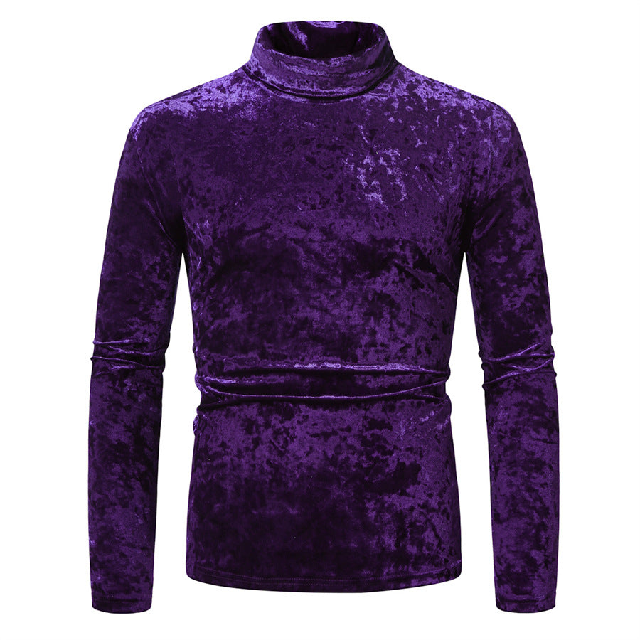 Herren eleganter Rollkragenpullover aus samtigem Stoff Echoarchiv