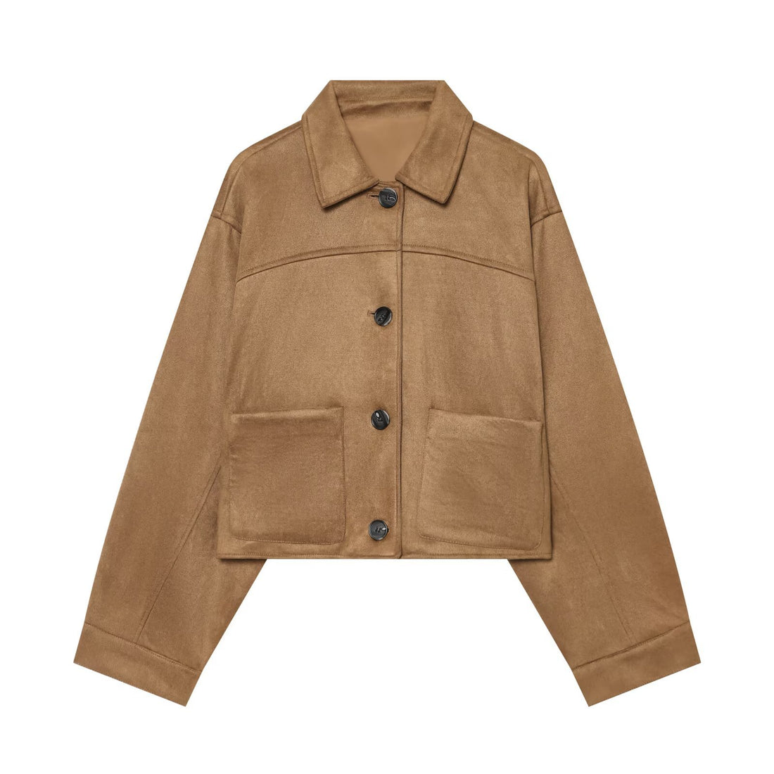Damen Boxy‑Jacke in Veloursoptik mit aufgesetzten Taschen Echo Archiv