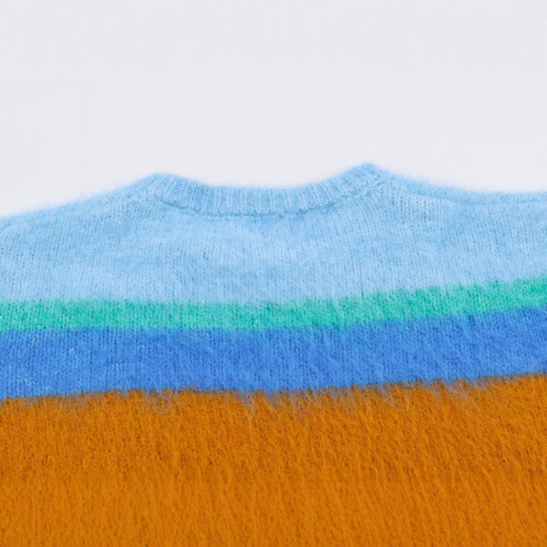 Damen Oversize Mohair‑Look Streifenpullover mit Rundhalsausschnitt Echoarchiv