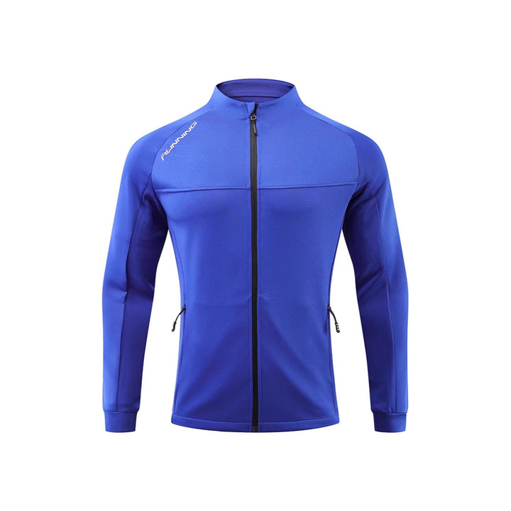 Herren Eng anliegende atmungsaktive Laufjacke mit durchgehendem Reißverschluss und Reißverschlusstaschen – Cavarno