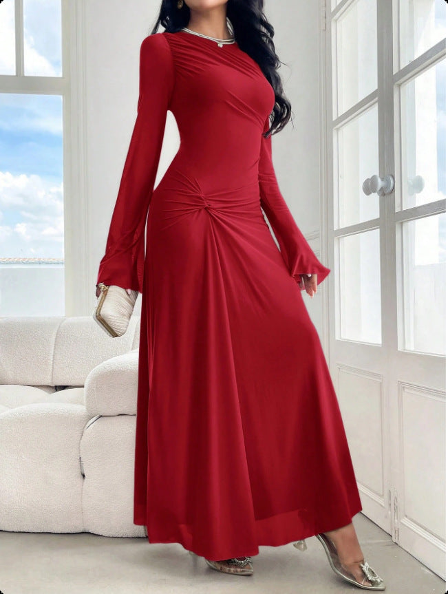 Damen Maxikleid mit geraffter Taillenpartie und Glockenärmeln Echo Archiv