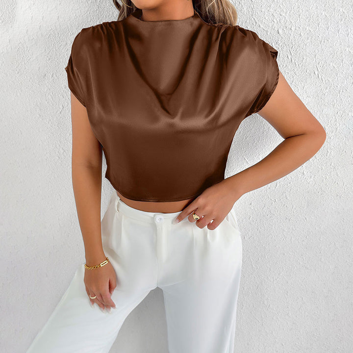 Damen Elegantes Kurzarm-Blusenshirt mit modernem Stehkragen Echo Archiv