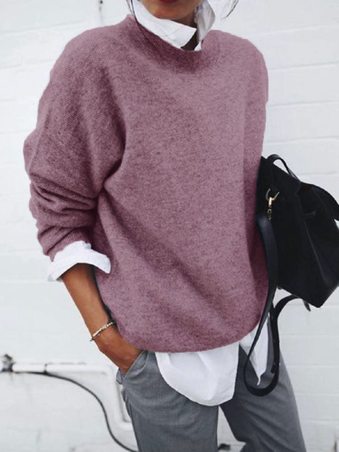 Damen nan gemütlicher Oversize-Strickpullover mit Stehkragen Echo Archiv