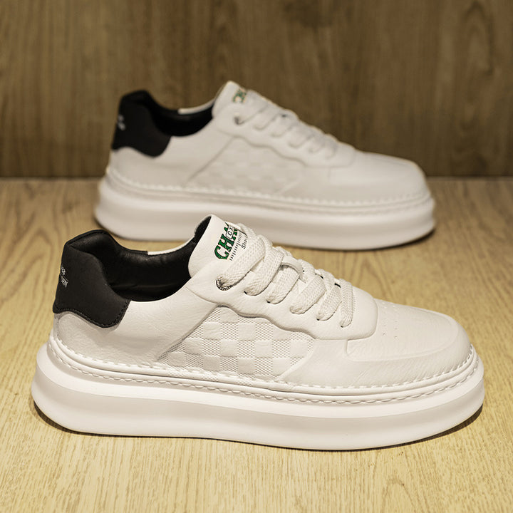 Unisex Voluminöse niedrige Sneaker mit geprägtem Schachbrettmuster und gepolstertem Fersenkragen – Norré