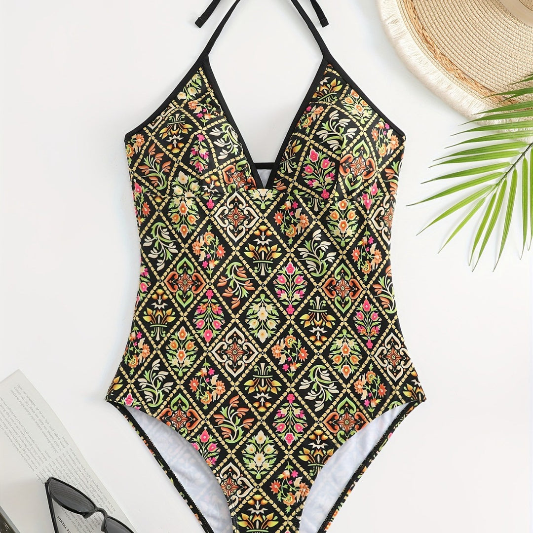 Damen Einteiliger Badeanzug mit modischem floralem Design Echo Archiv