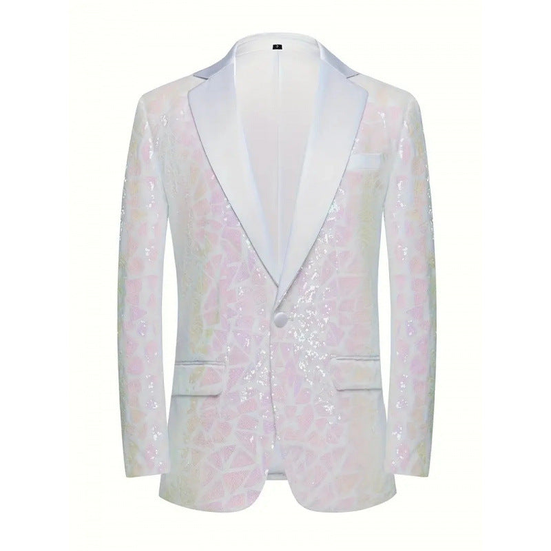Herren Glamouröser Pailletten-Blazer mit hochwertigem Satin-Finish Echoarchiv