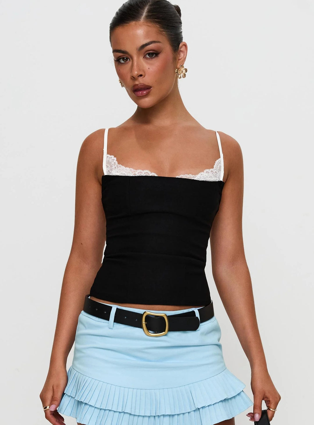 Damen Polka Dots Bustier-Top mit Spitzenakzenten Echo Archiv