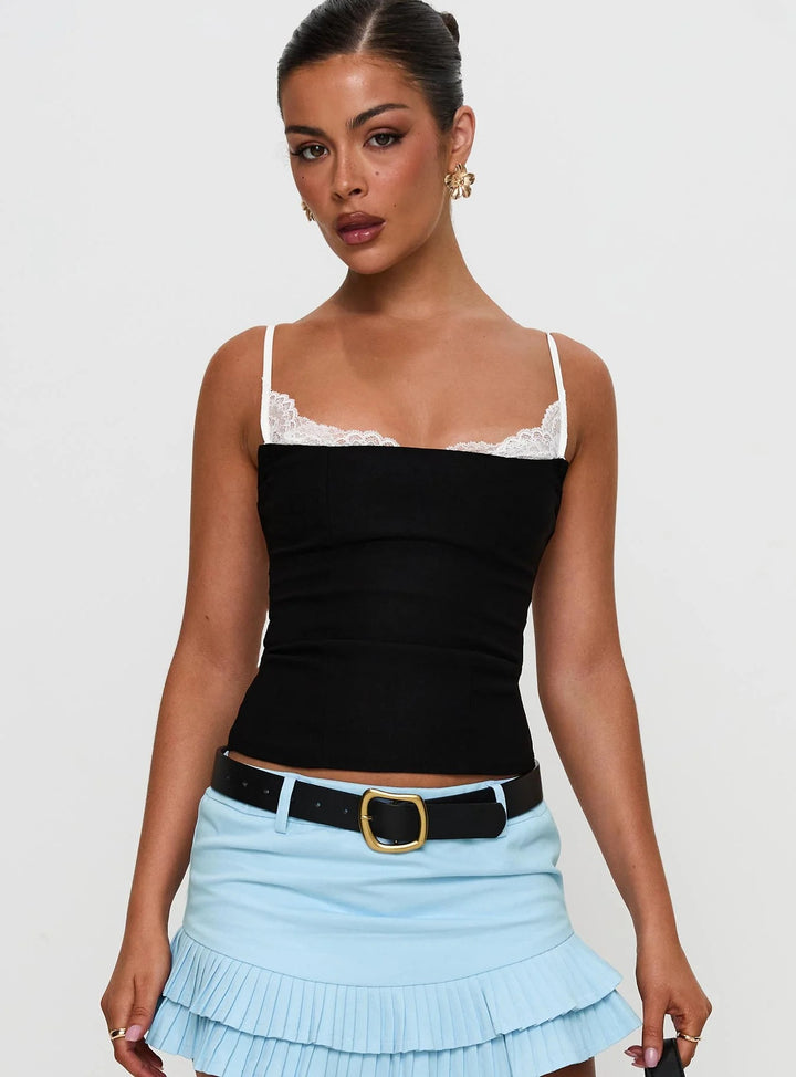 Damen Polka Dots Bustier-Top mit Spitzenakzenten Echo Archiv