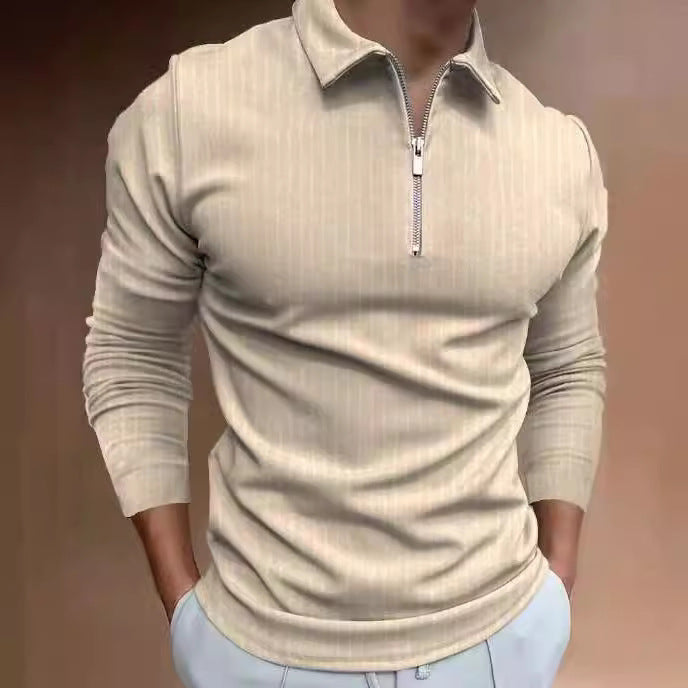 Herren sportliches Langarmshirt mit modernem Stehkragen Echoarchiv