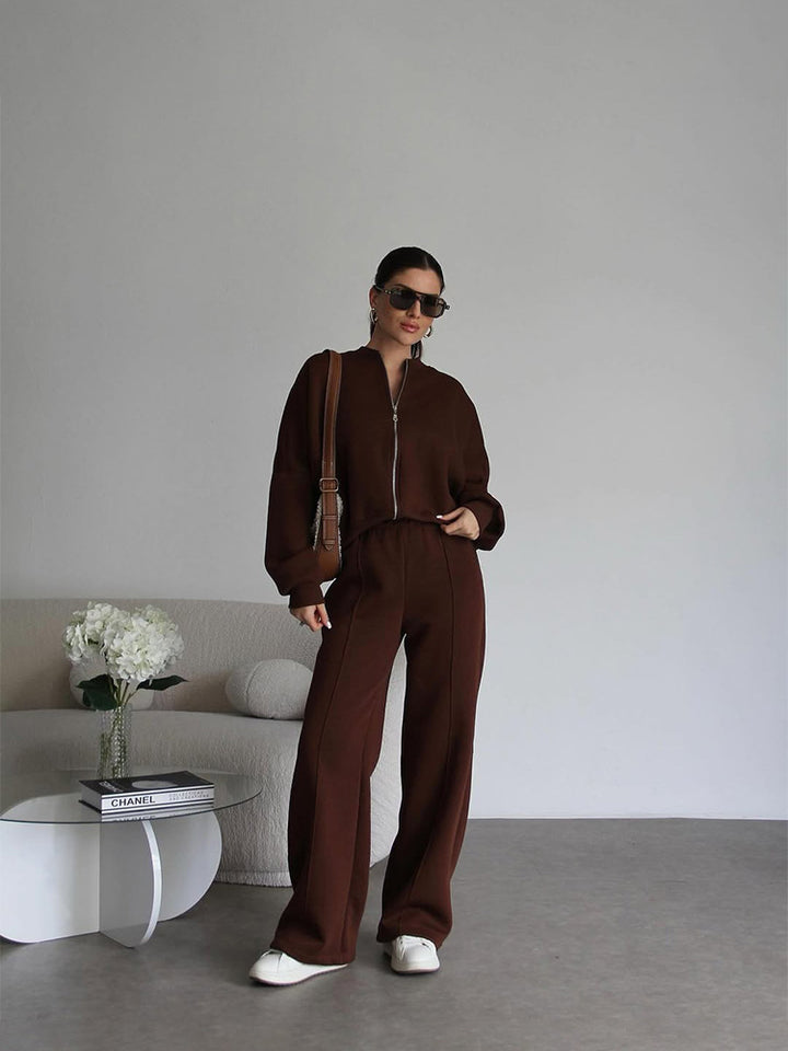 Damen nan Oversize Reißverschlussjacke mit weiter High-Waist Loungehose Set Echo Archiv